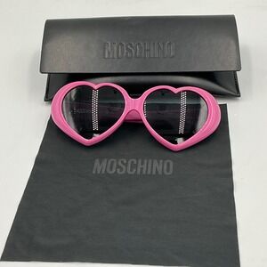 Moschino Sunglasses MOS128/S OS Pink Heart Shaped Embossed Logo Oversized